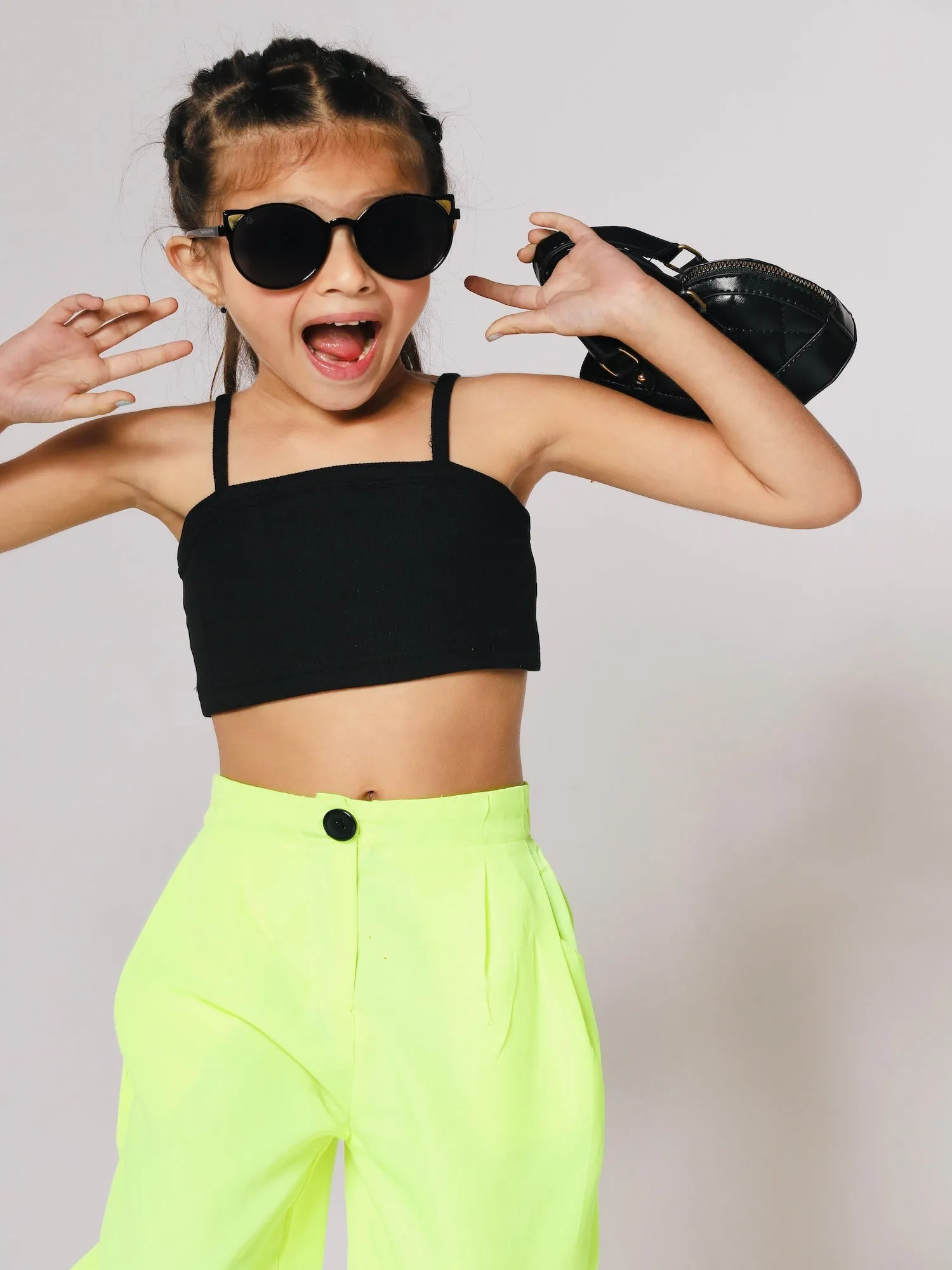 Neon Nights Crop Top and Loose-Fit Pant Set