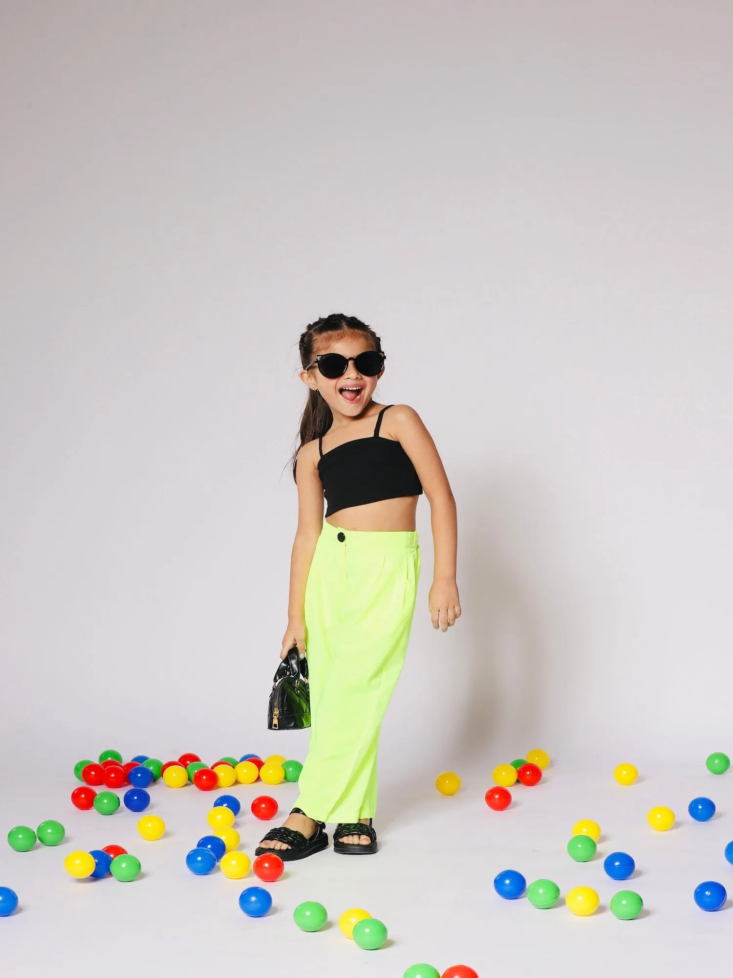 Neon Nights Crop Top and Loose-Fit Pant Set