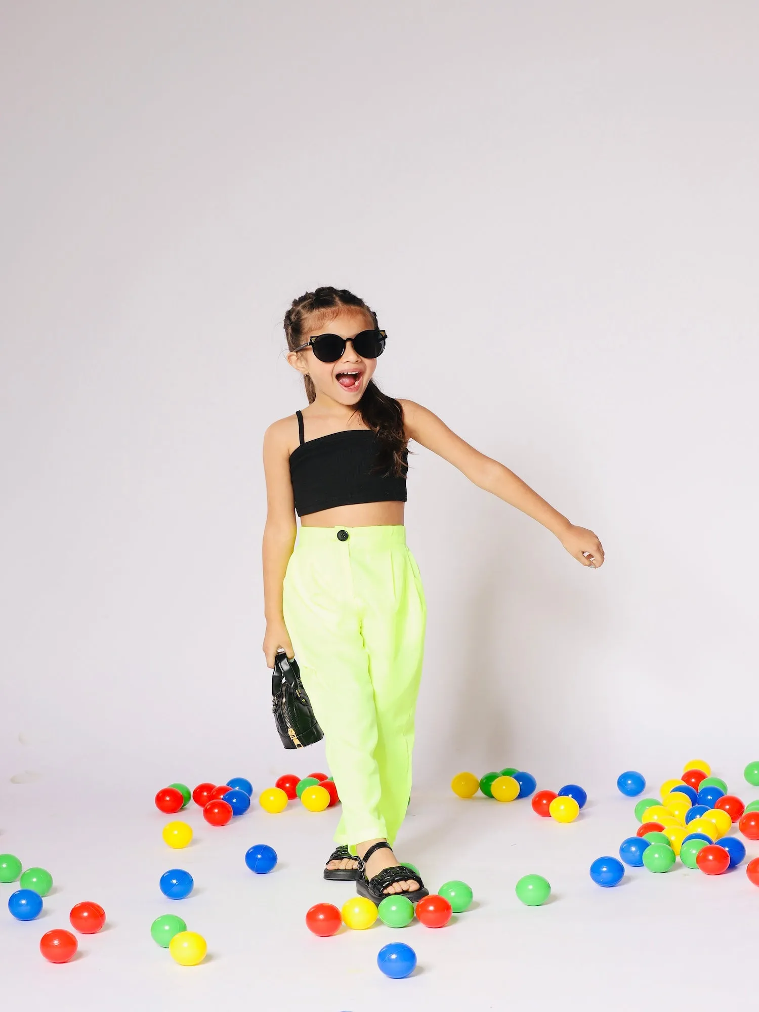 Neon Nights Crop Top and Loose-Fit Pant Set