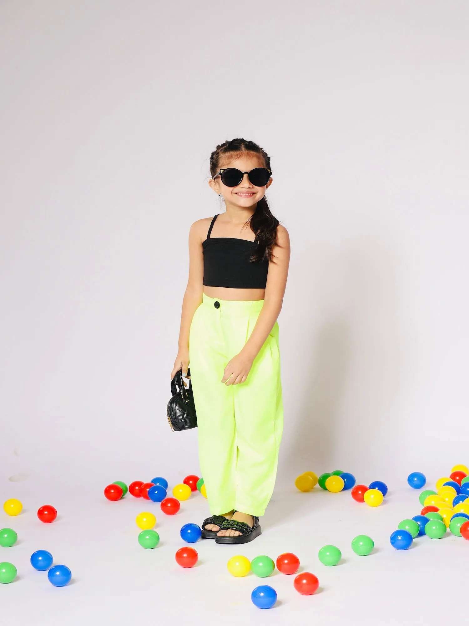 Neon Nights Crop Top and Loose-Fit Pant Set