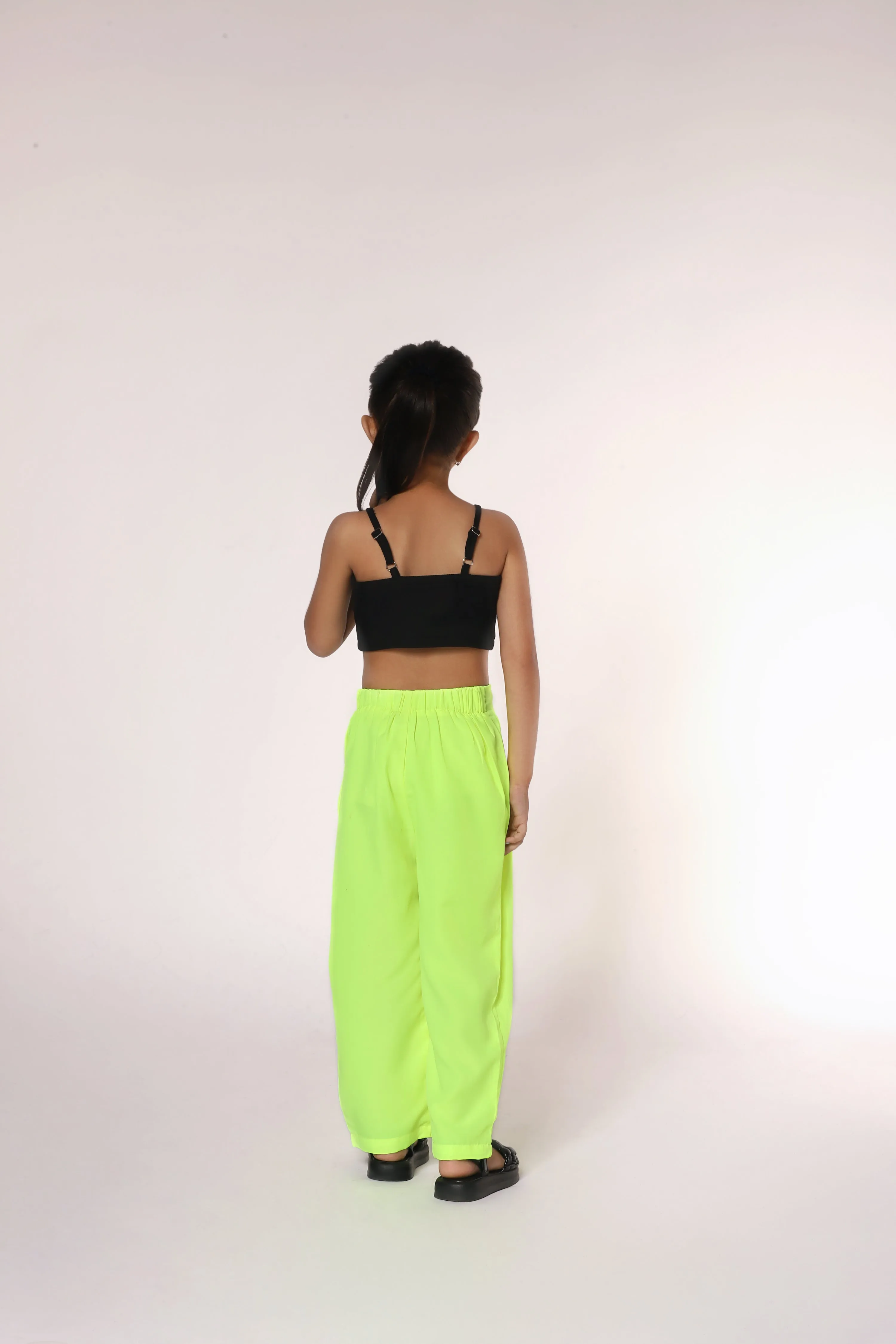 Neon Nights Crop Top and Loose-Fit Pant Set