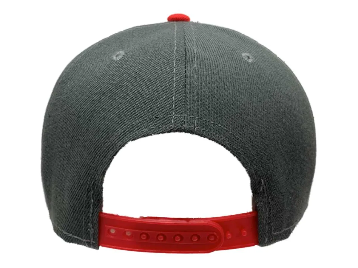 New York "NYC" XM Gray & Red Structured Adjustable Snapback Flat Bill Hat Cap