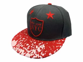 New York "NYC" XM Gray & Red Structured Adjustable Snapback Flat Bill Hat Cap