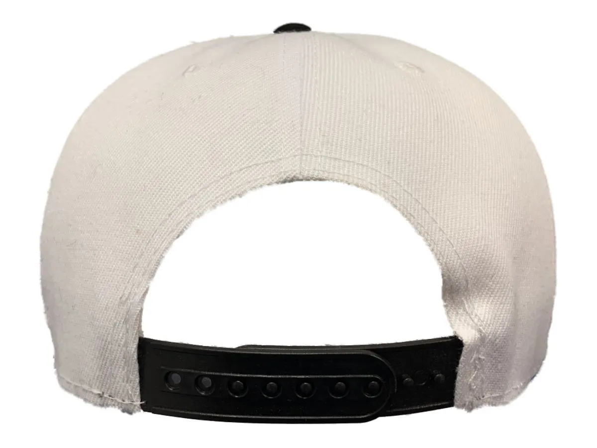 New York "NYC" XM White & Black Structured Adjustable Snapback Flat Bill Hat Cap