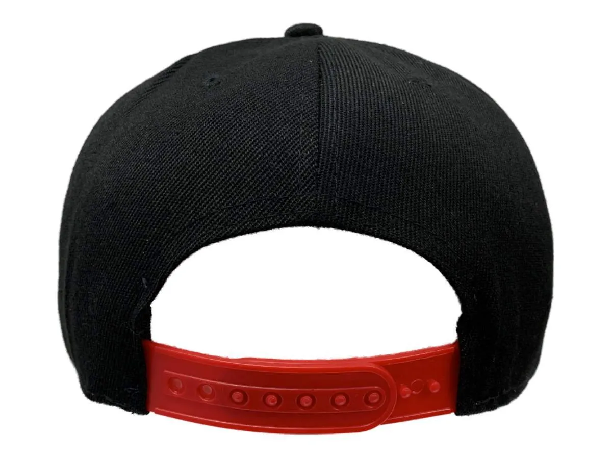 New York "NY" XM Black & Red Structured Adjustable Snapback Flat Bill Hat Cap