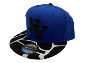 New York "NY" XM Blue & Black Structured Adjustable Snapback Flat Bill Hat Cap