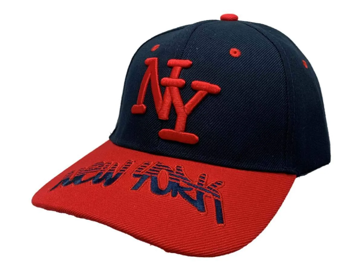 New York "NY" XM Navy & Red Semi-Structured Adjustable Strap Hat Cap AA675