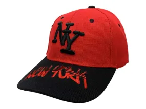 New York "NY" XM Red & Black Semi-Structured Adjustable Strap Hat Cap AA675