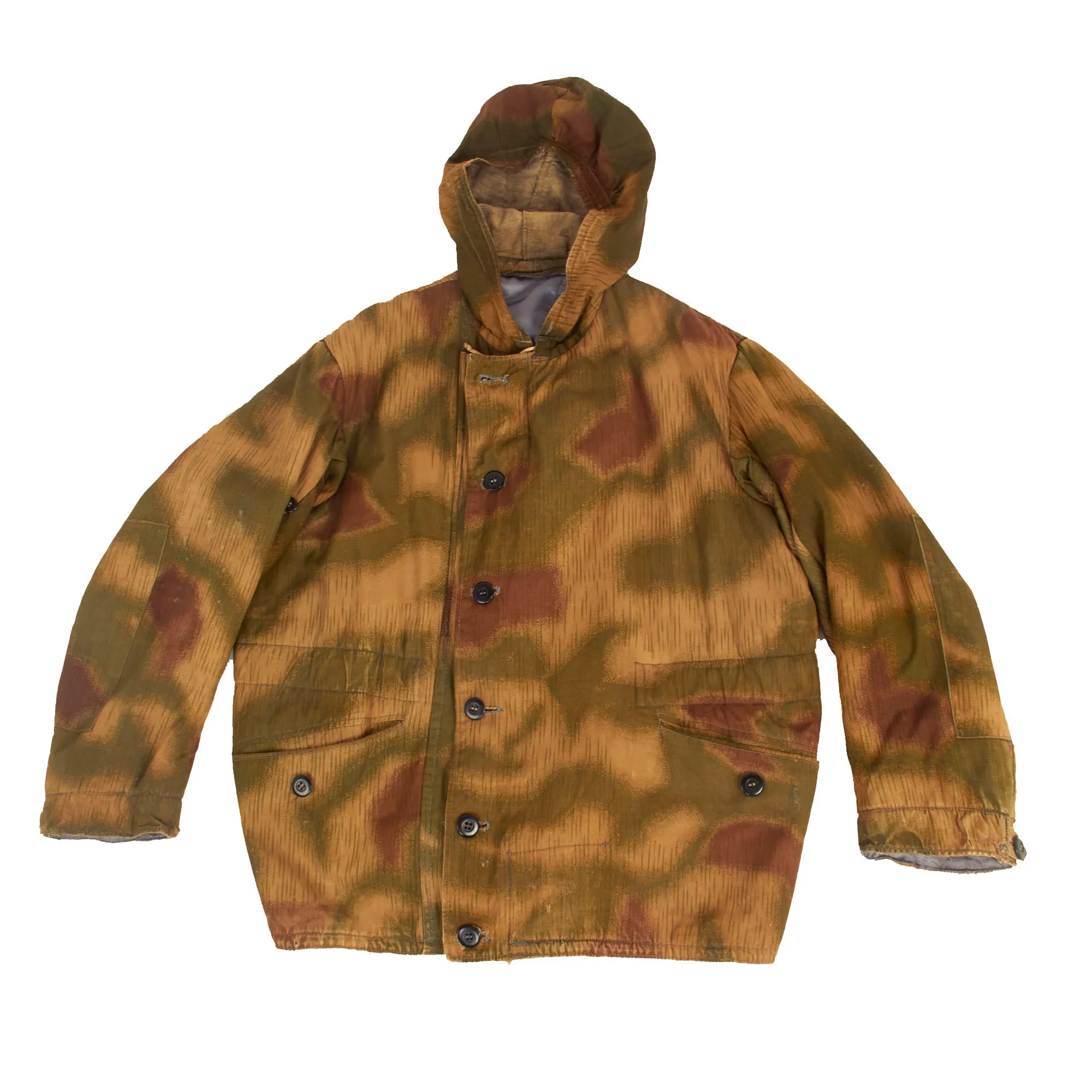 Original German WWII Late War Sumpftarnmuster Swamp Pattern Camouflage Pattern Winter Parka with Repairs - Non Reversible