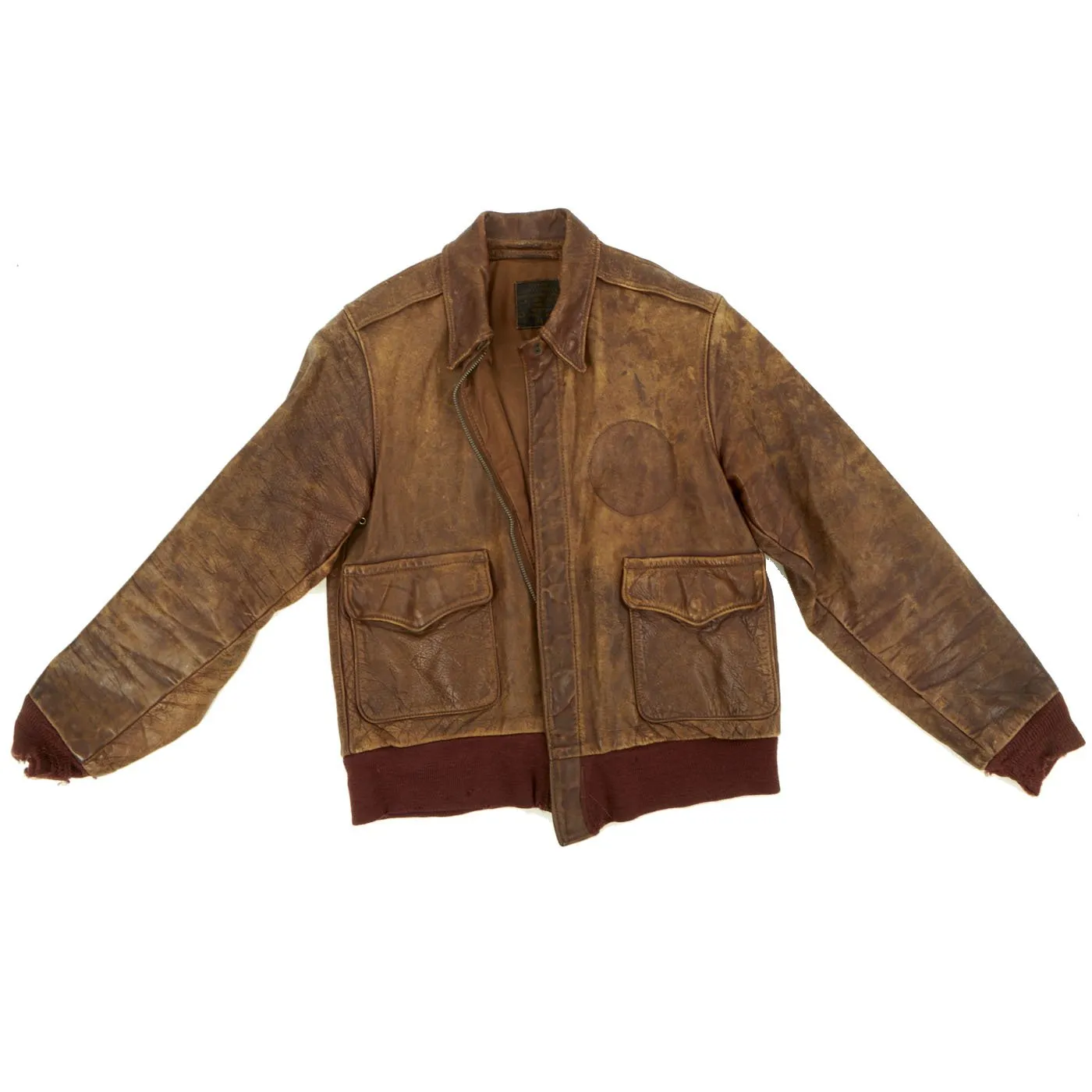 Original U.S. WWII Army Air Force A-2 Flight Jacket with Original Artwork of a B-17 Flying Fortress on the Reverse