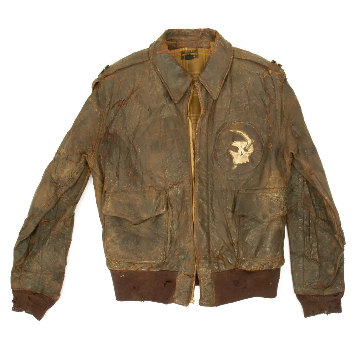 Original U.S. WWII Army Air Force Type A2 Leather Flight Jacket with Squadron Patch