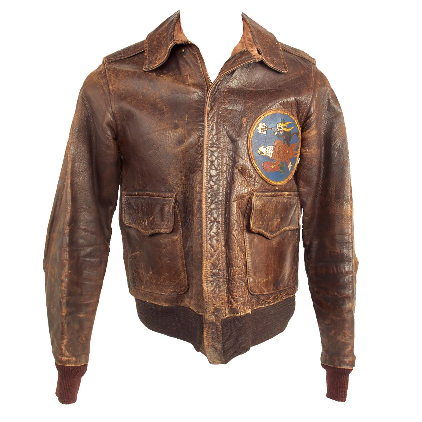 Original U.S. WWII Army Air Forces Type A2 Leather Flight Jacket With 319th Fighter Squadron Patch