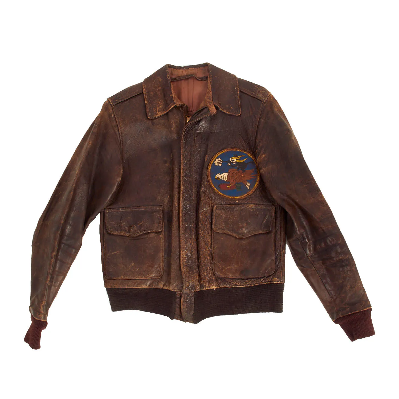 Original U.S. WWII Army Air Forces Type A2 Leather Flight Jacket With 319th Fighter Squadron Patch