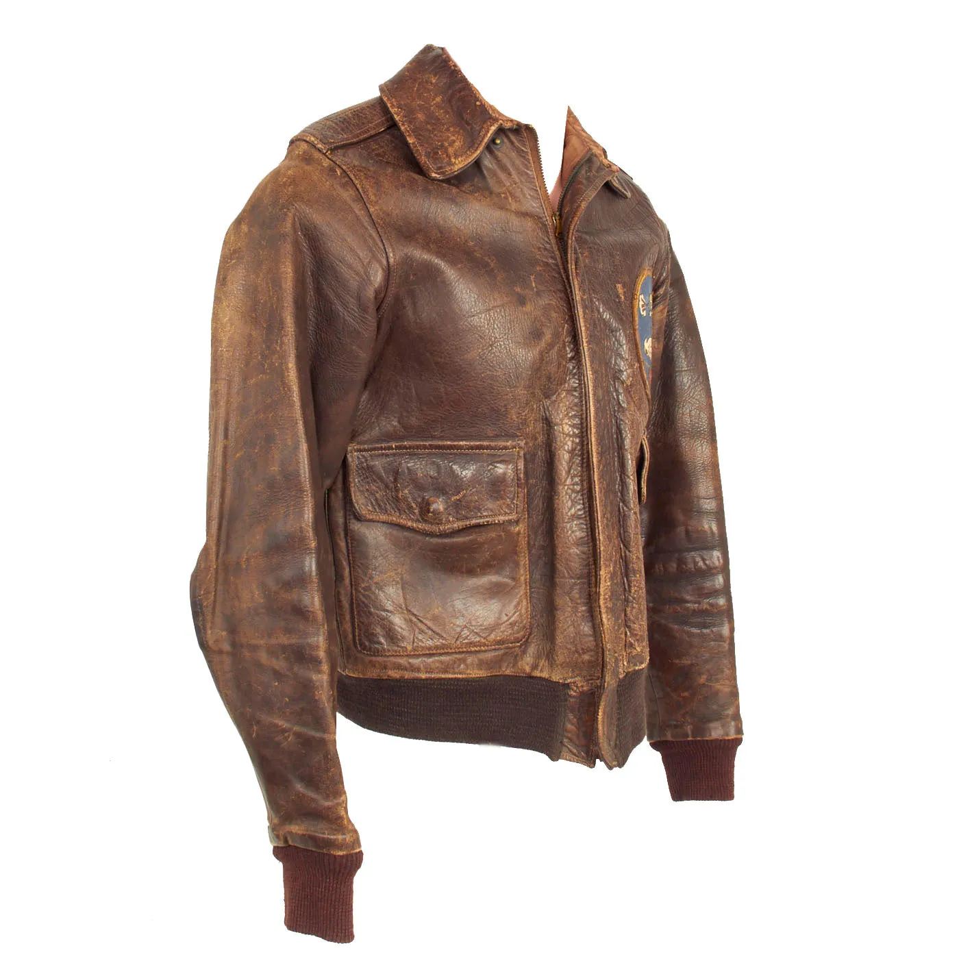 Original U.S. WWII Army Air Forces Type A2 Leather Flight Jacket With 319th Fighter Squadron Patch