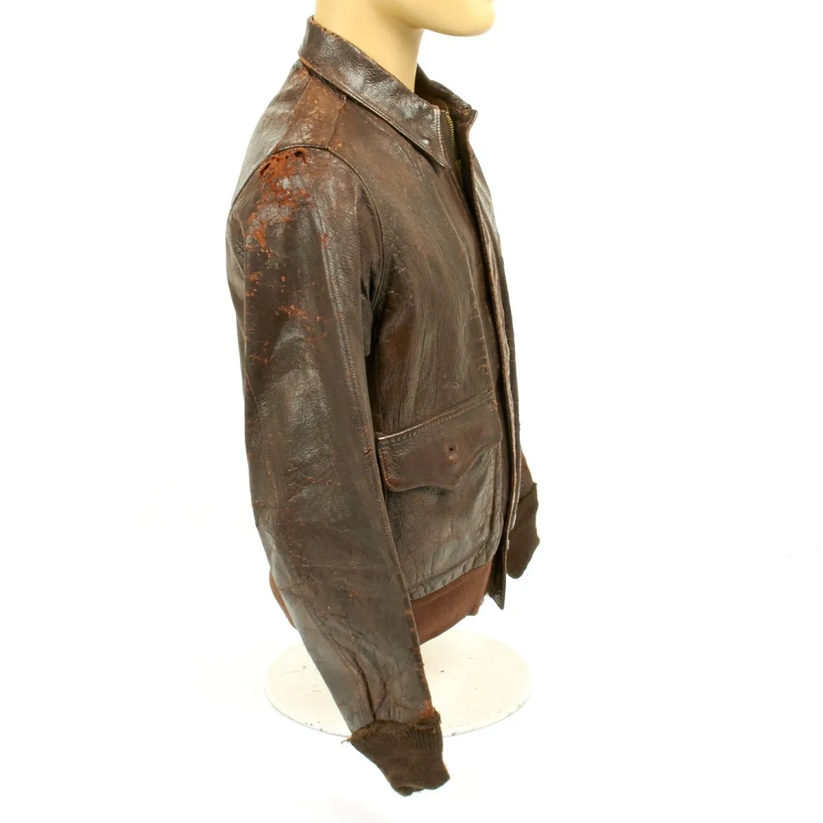 Original U.S. WWII China Burma India Theater A2 Leather Flight Jacket (Size 40)