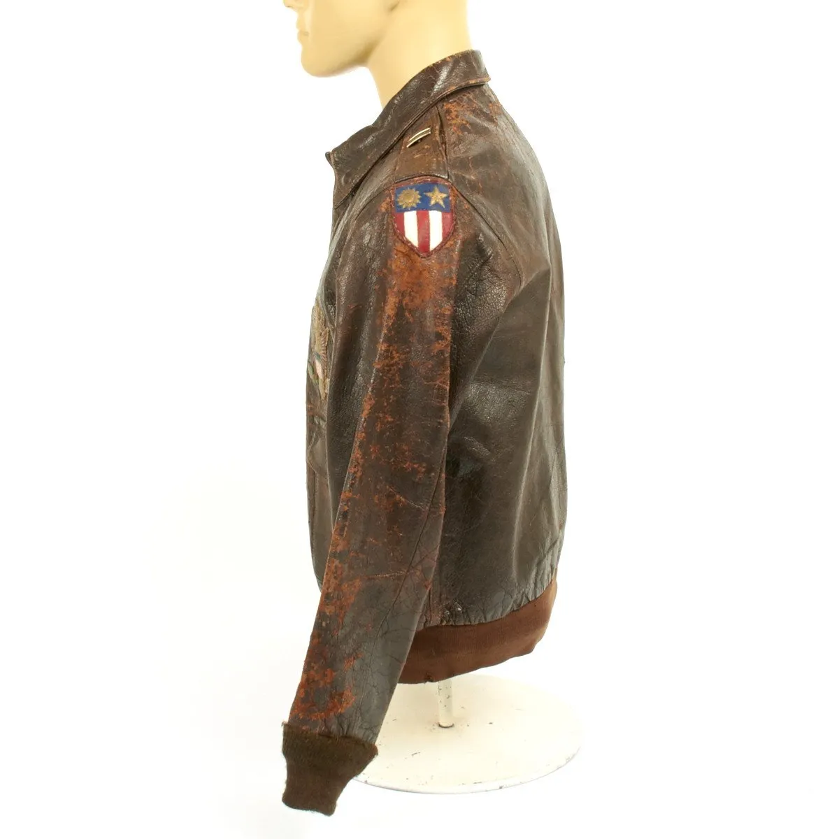 Original U.S. WWII China Burma India Theater A2 Leather Flight Jacket (Size 40)