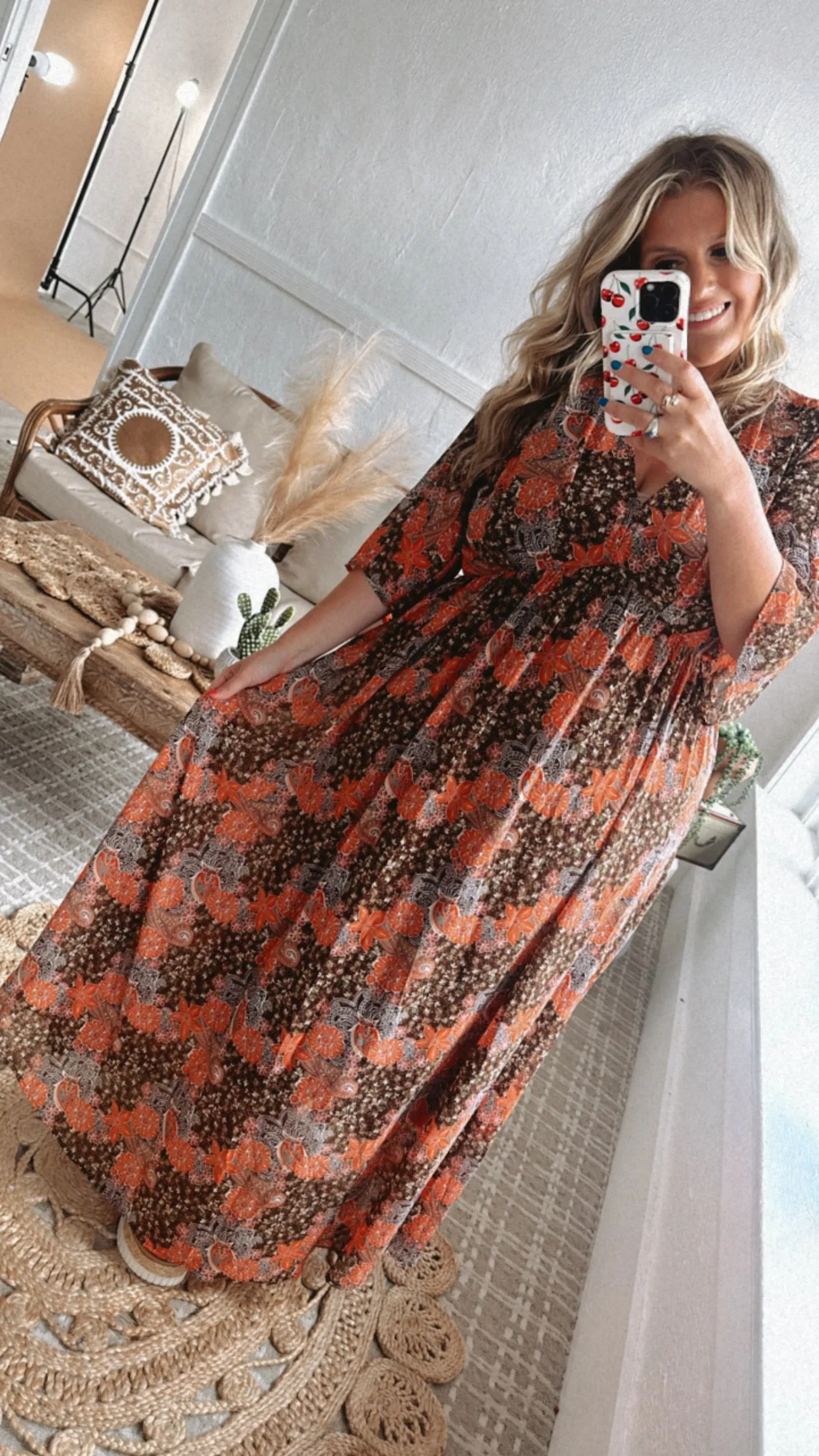 Payton Paisley Dress, Brown