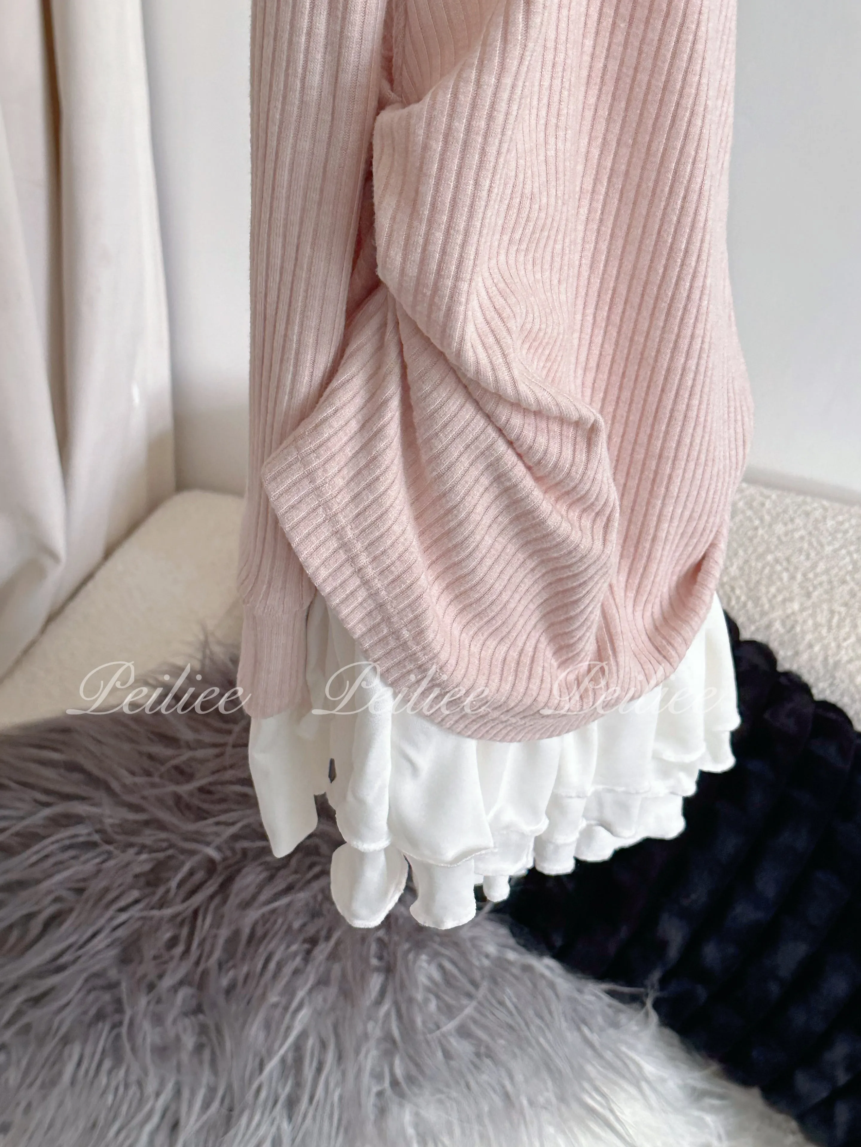 [Peiliee Design] Soft Girl Era 2 in 1 sweater mini dress