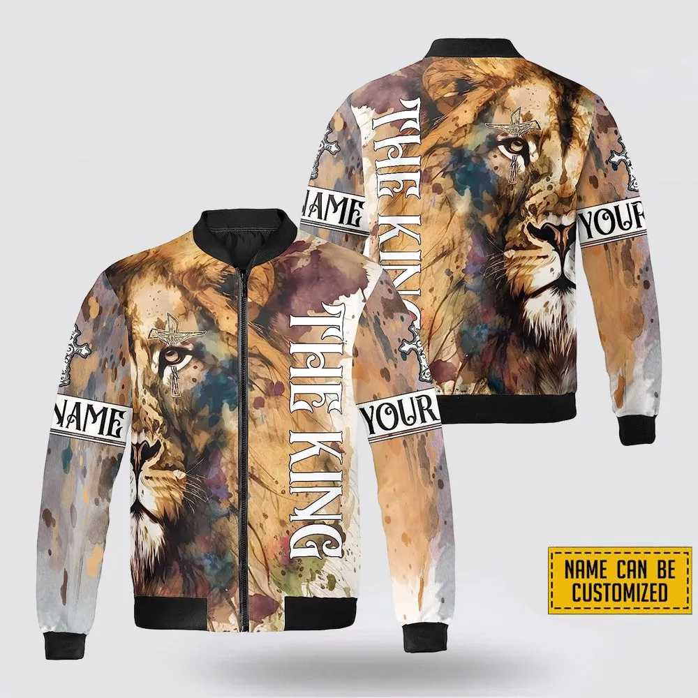 Personalized Name The Lion Half Christian Jesus Bomber Jacket For Men Women