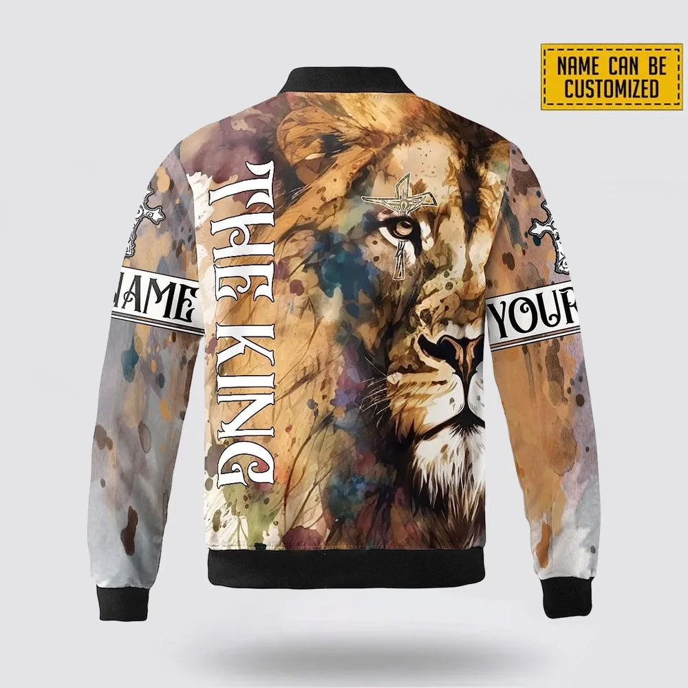 Personalized Name The Lion Half Christian Jesus Bomber Jacket For Men Women