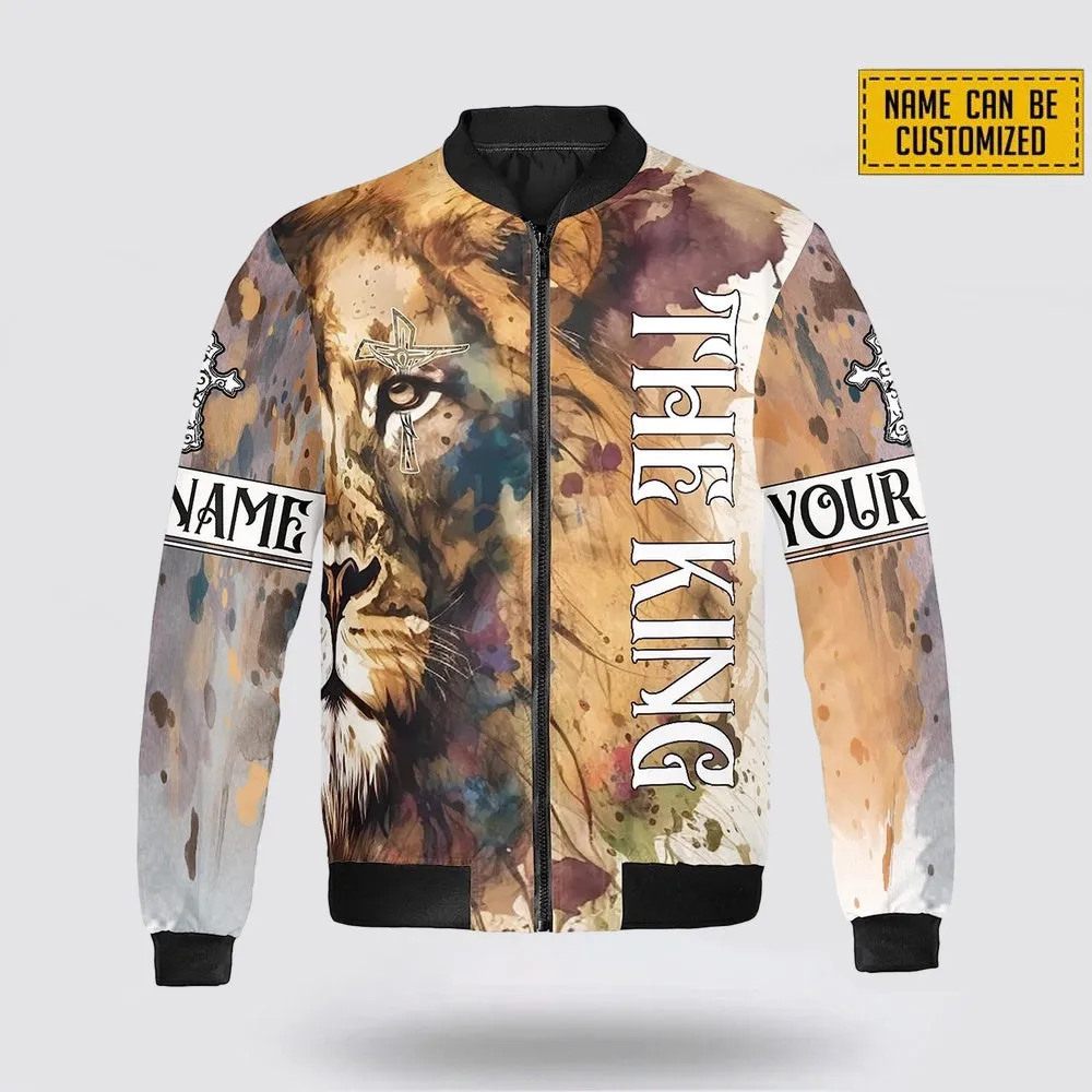 Personalized Name The Lion Half Christian Jesus Bomber Jacket For Men Women