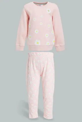 Pink Daisy Flower Jogger Set (2 Piece)