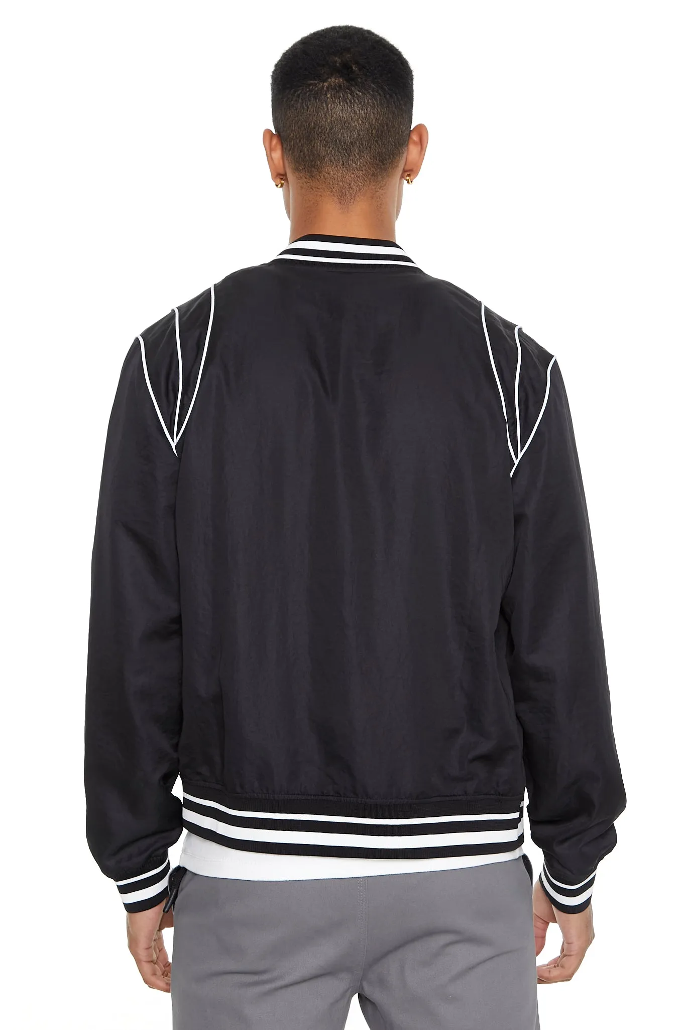 Piped Trim Bomber Jacket