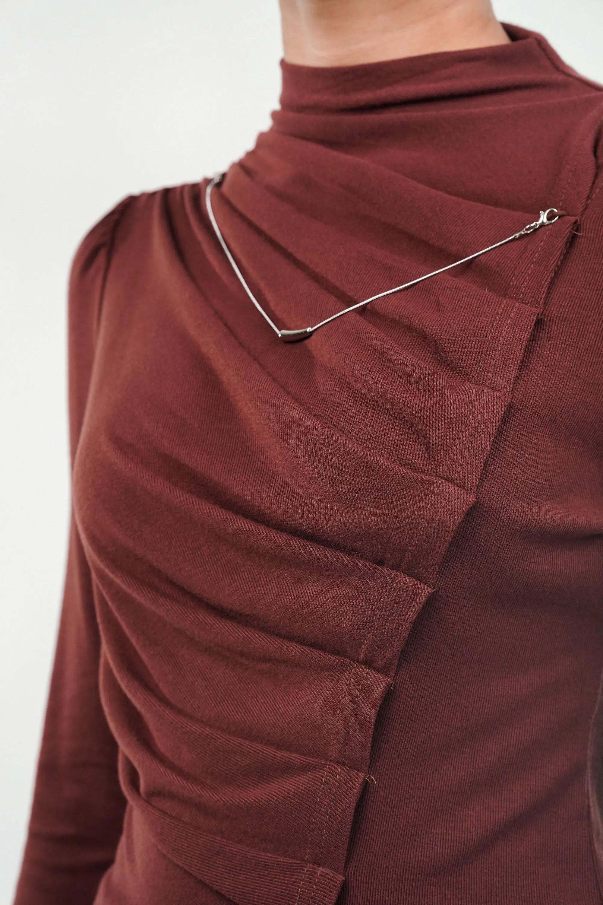 Pleat & Flow Rust Top With Silver Chain