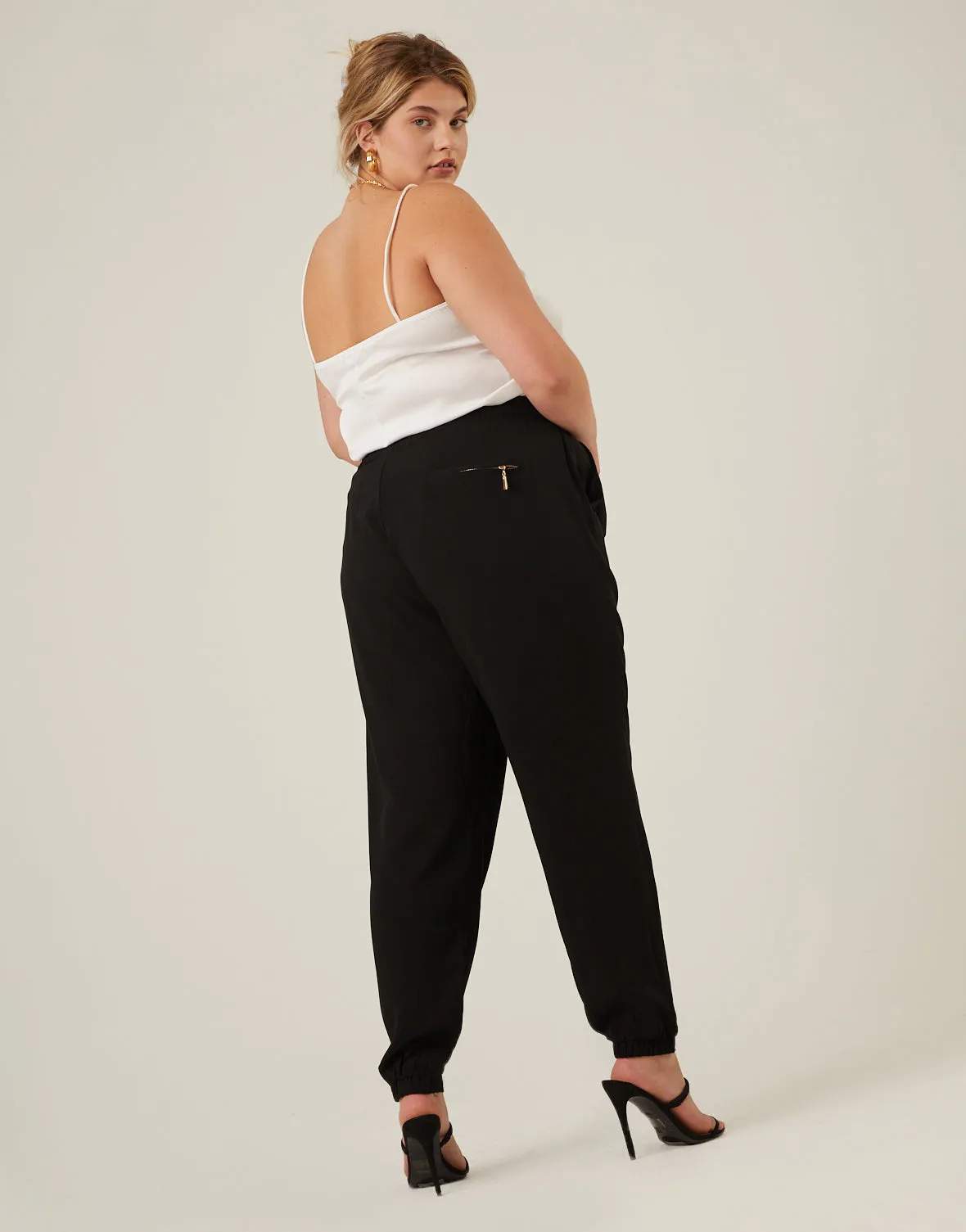 Plus Size Woven Jogger Pants