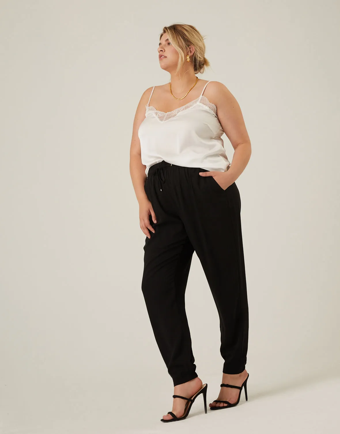 Plus Size Woven Jogger Pants