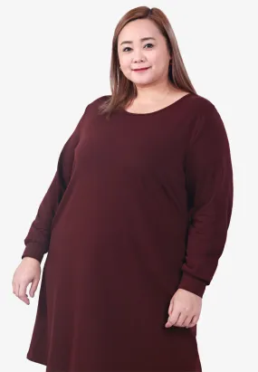 Pocca Long Sweater Dress Tee - Burgundy