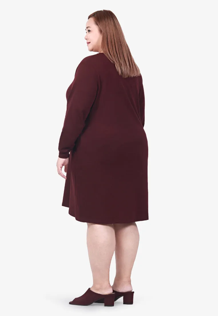 Pocca Long Sweater Dress Tee - Burgundy