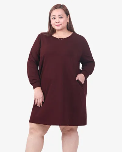 Pocca Long Sweater Dress Tee - Burgundy