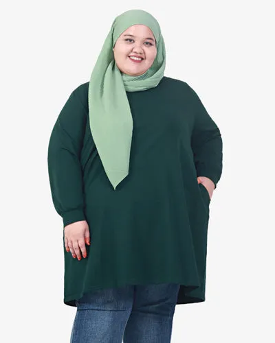 Pocca Long Sweater Dress Tee - Dark Green