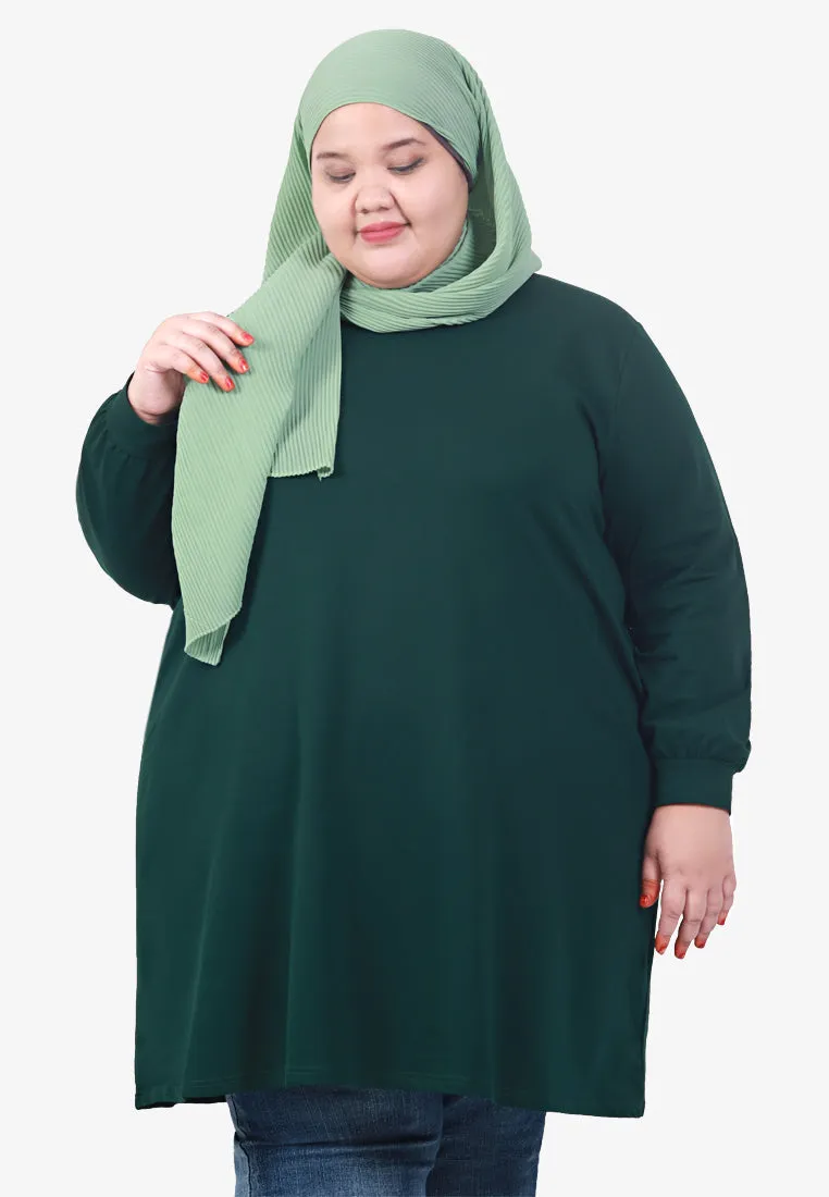 Pocca Long Sweater Dress Tee - Dark Green