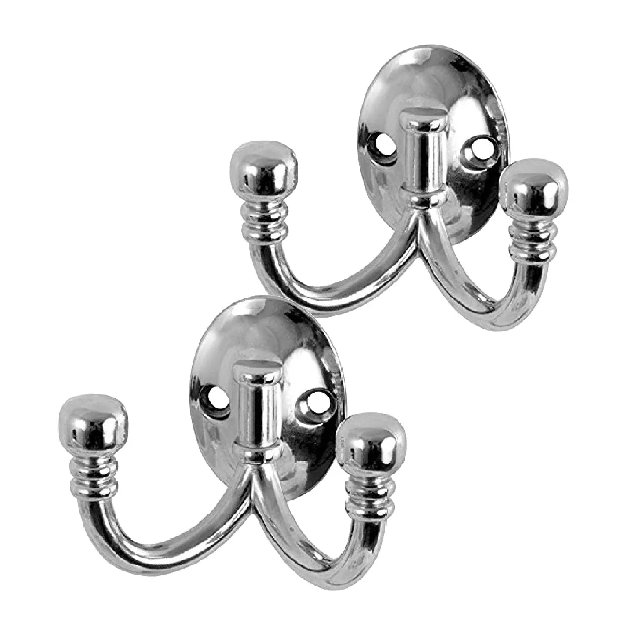 Polished Chrome Ball End Double Coat Hooks