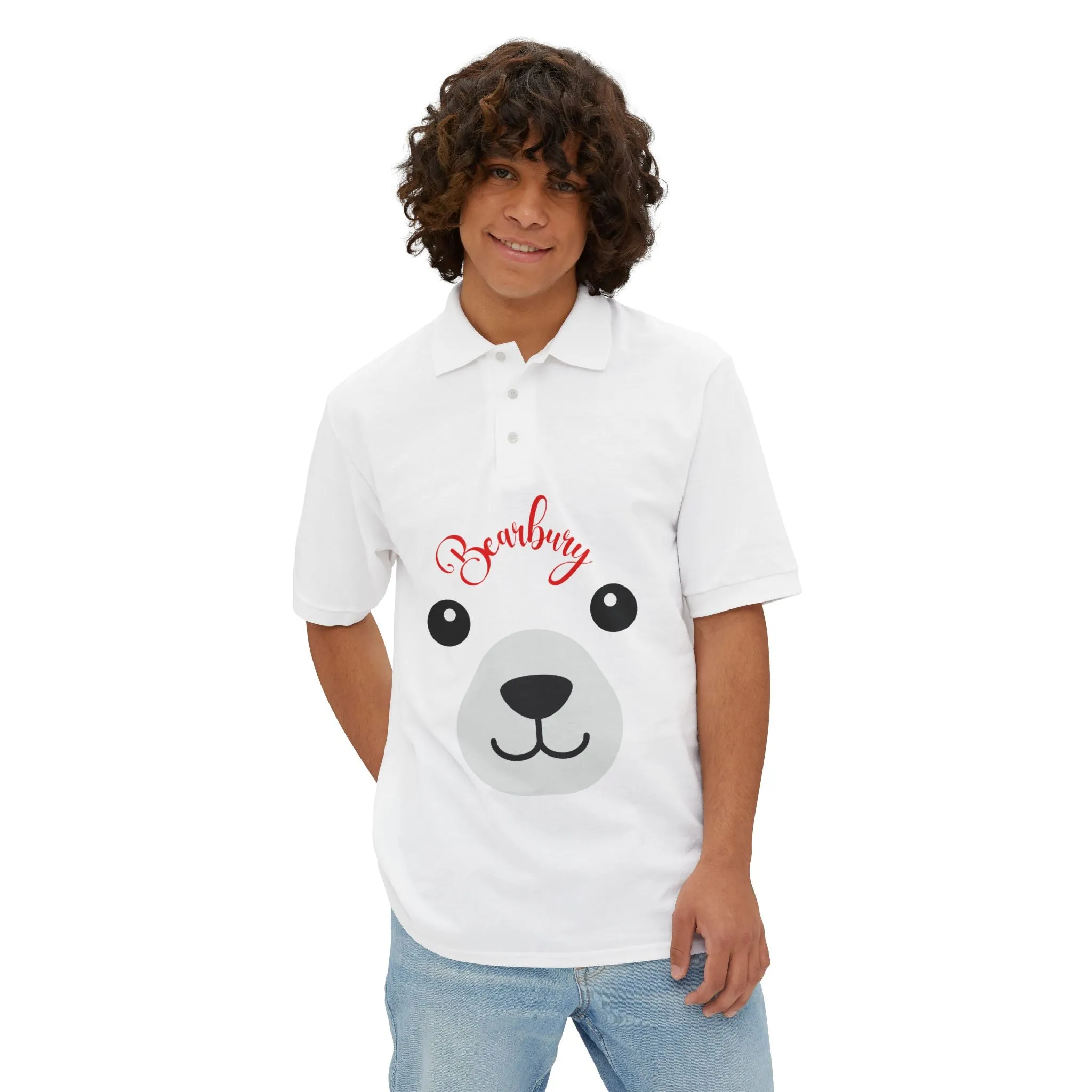 Polo T-Shirt with Cute Bear Graphic –Urban Chic Trendy Unisex Apparel