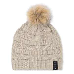 POM POM KNIT BEANIE - CREAM