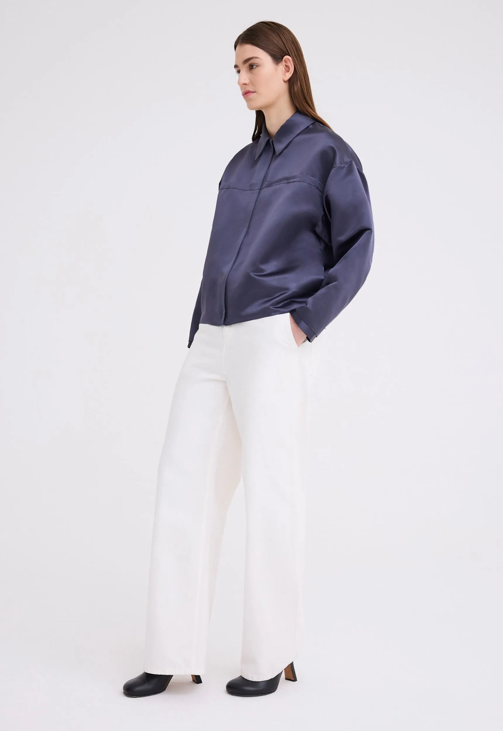 Poulson Silk Bomber Jacket - Sly Blue