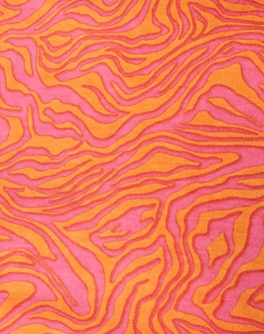 Quelia Crop Top in Trippy Waves Tangerine and Pink