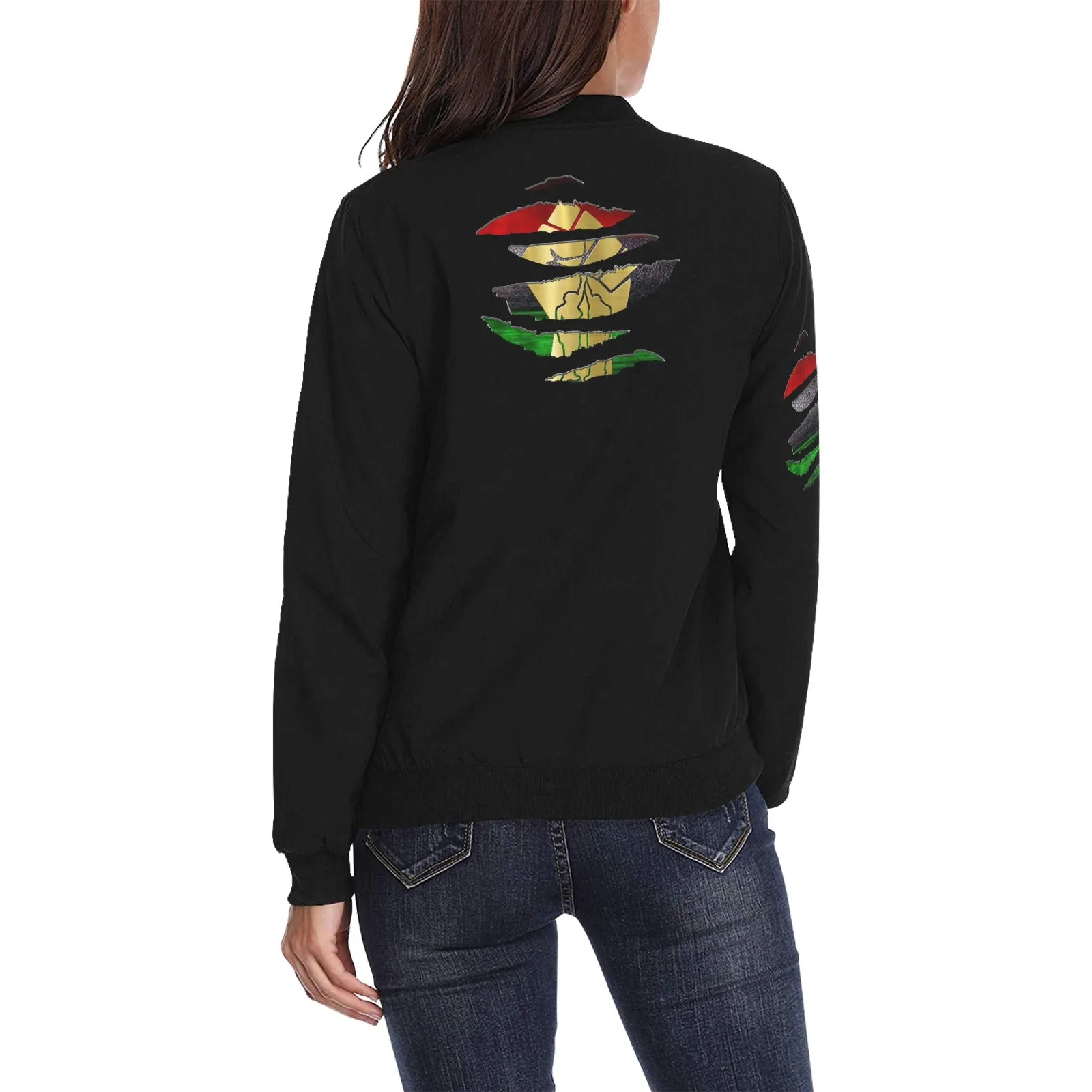 RBG ANKH RIPPED Bomber Jacket for Women