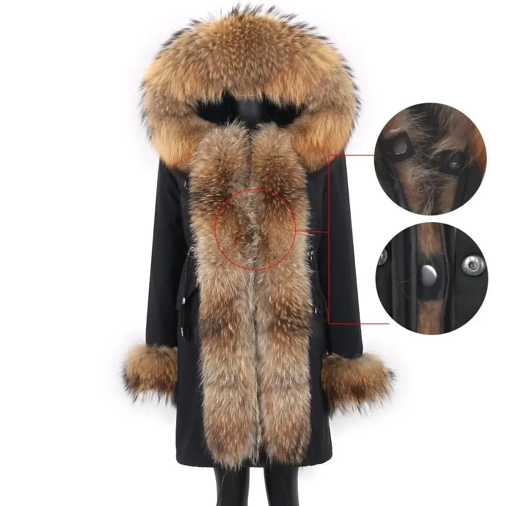 Real Rabbit Fur Hooded Coat for Women - Luxury Winter Jacket | Lavelache