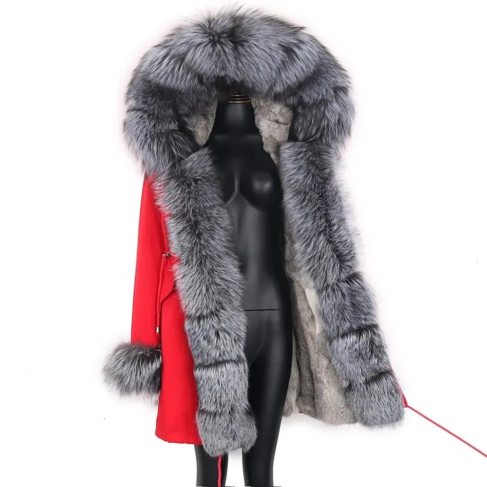 Real Rabbit Fur Hooded Coat for Women - Luxury Winter Jacket | Lavelache