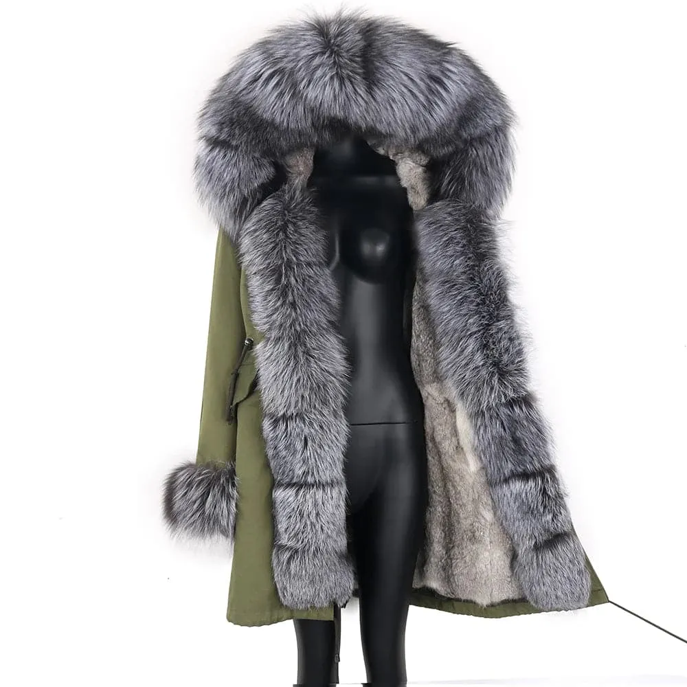 Real Rabbit Fur Hooded Coat for Women - Luxury Winter Jacket | Lavelache