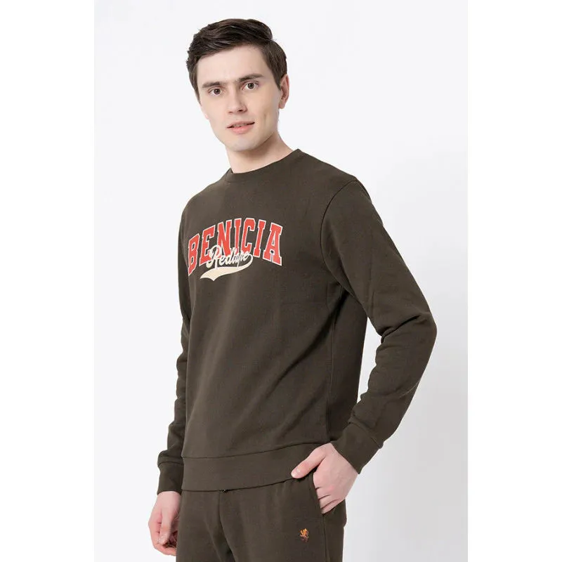 RedTape Men's Dark Olive Graphic Print Sweatshirt