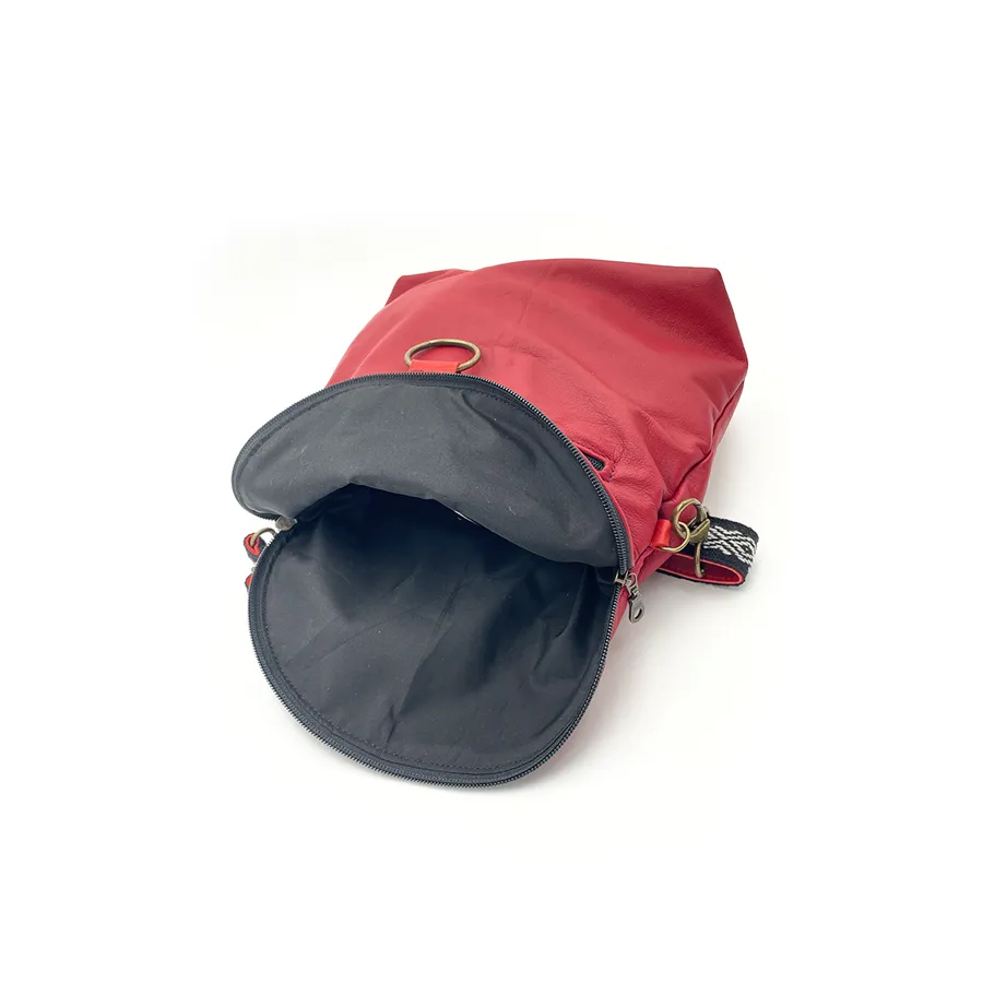 Relaxed Crossbody Backpack in Red