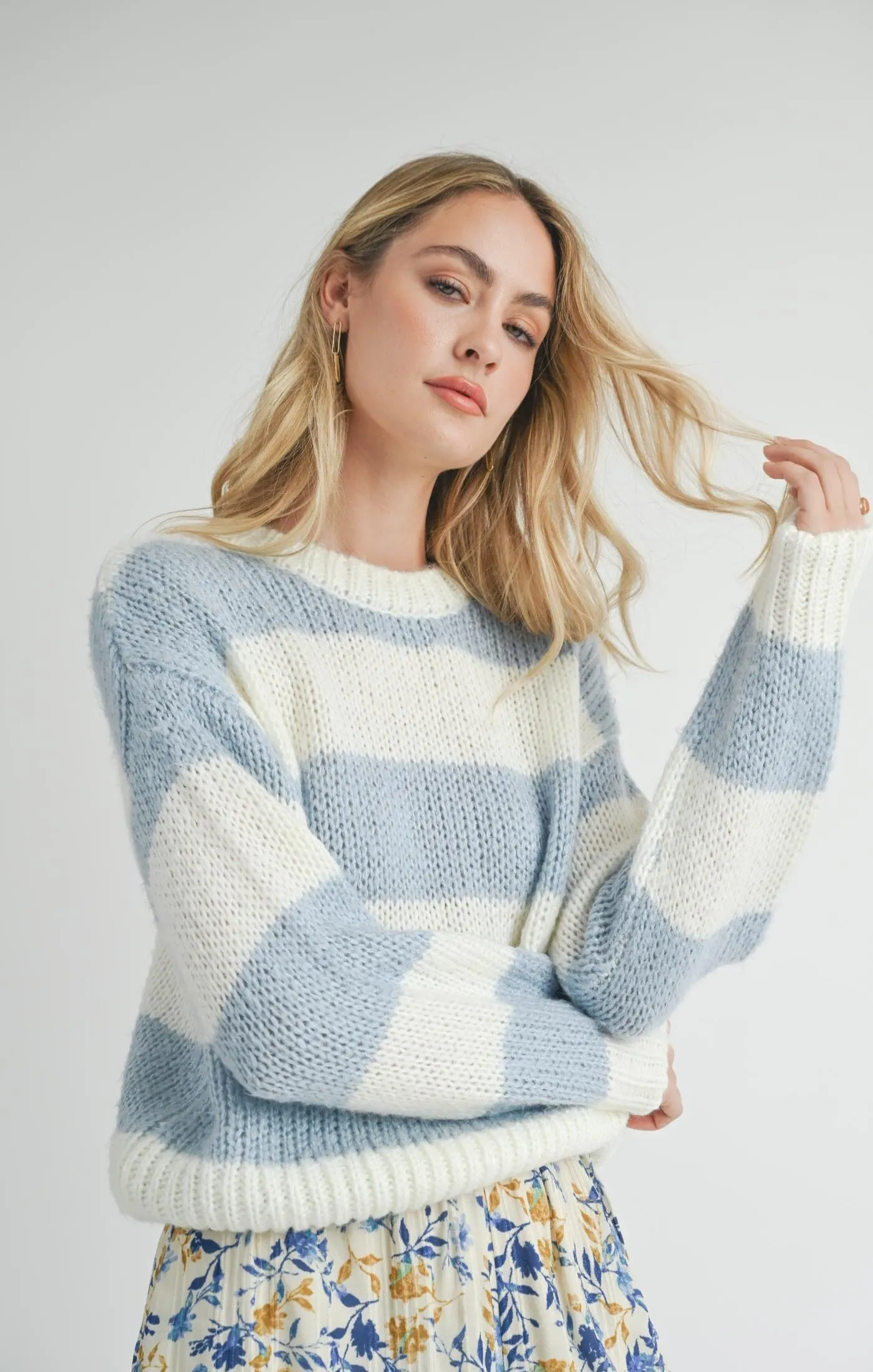 RELAXED STRIPE BEACH SWEATER