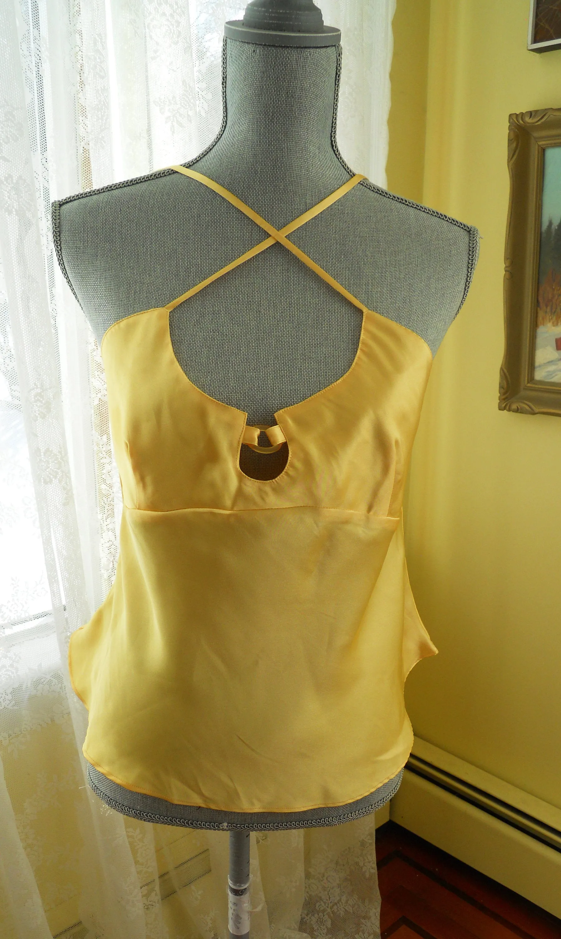 Retro Camisole or Top Vintage Early 90s Yellow Lingerie Tank Top