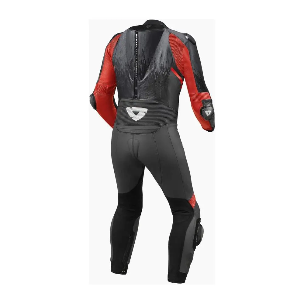 Revit Quantum 2 One Piece Leather Suit Anthracite / Neon Red