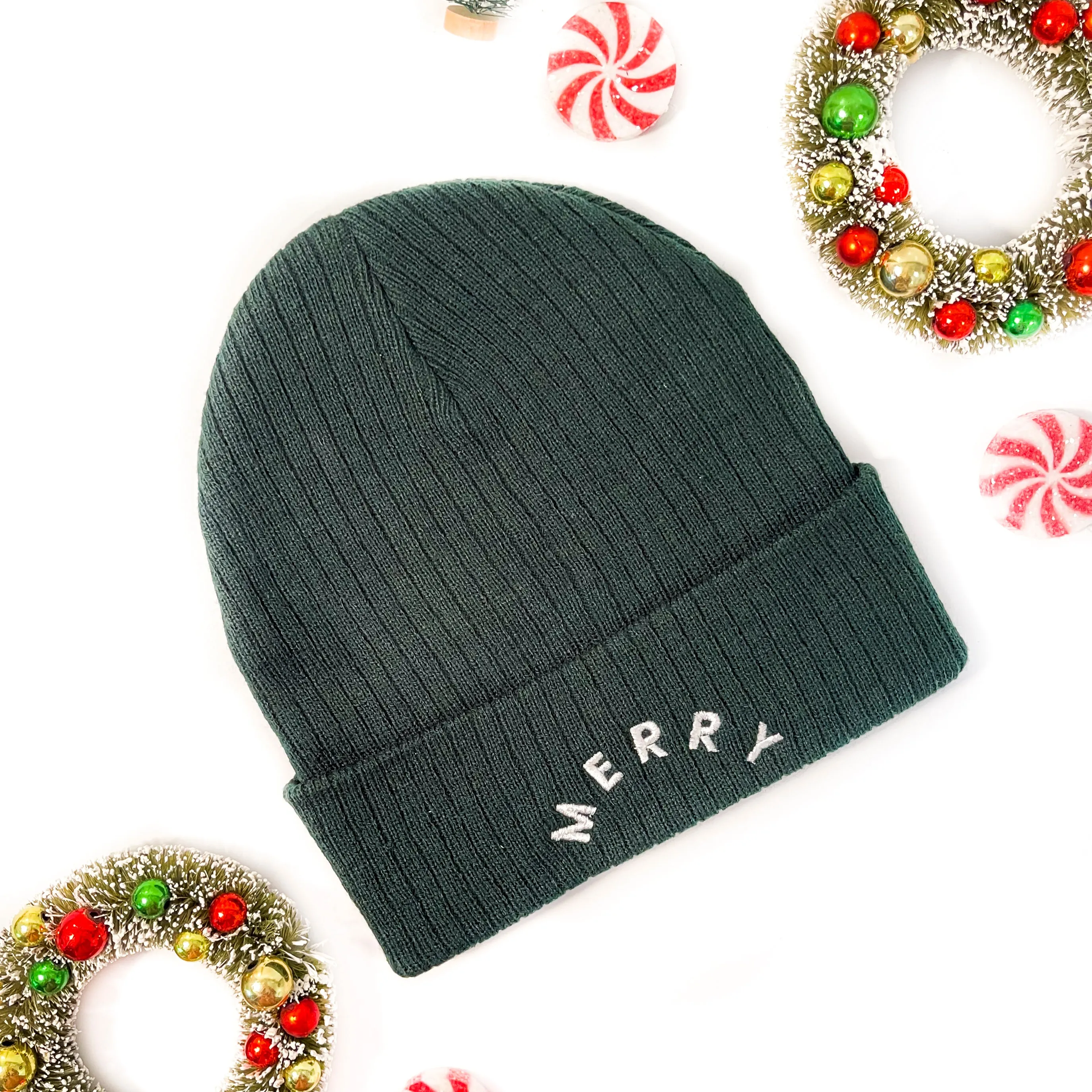 Ribbed Beanie - MERRY - Green